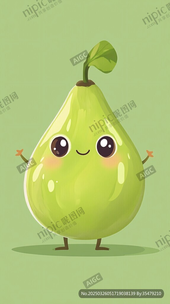 可愛綠梨卡通形象