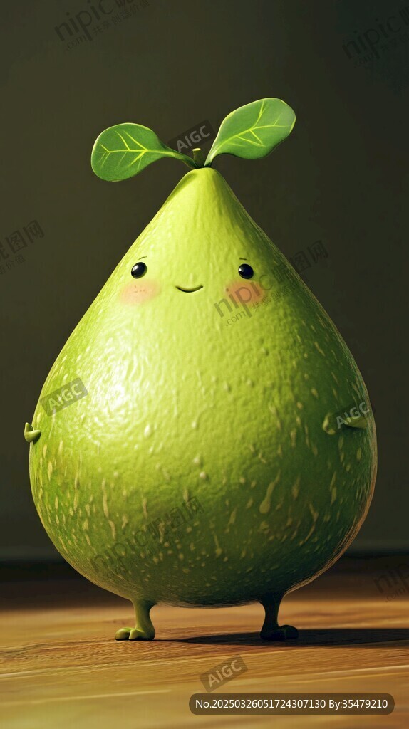 可愛擬人化梨子卡通形象