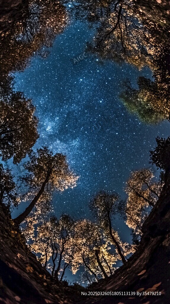 森林夜空下的璀璨星河