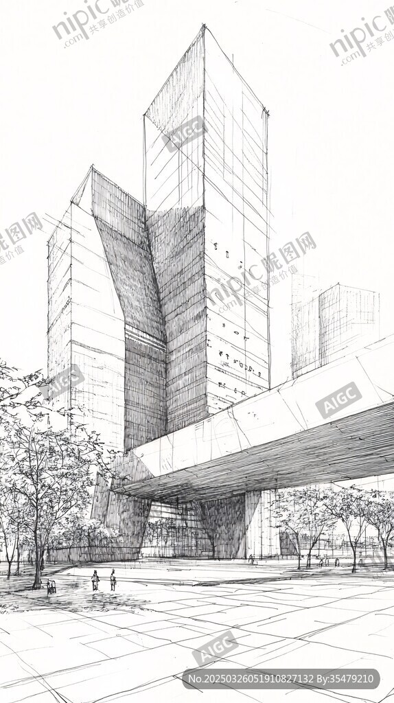 現(xiàn)代高樓建筑手繪效果圖