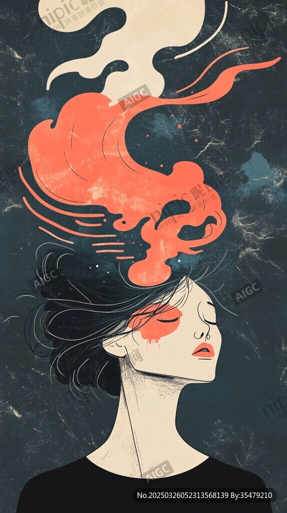 火焰自頭綻的神秘女子
