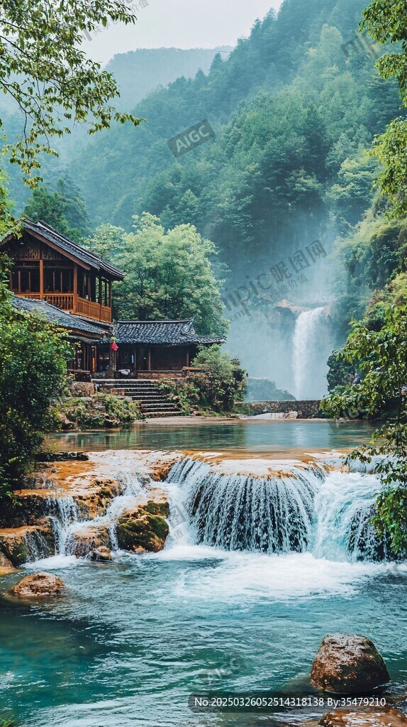山水間的中式雅致風景