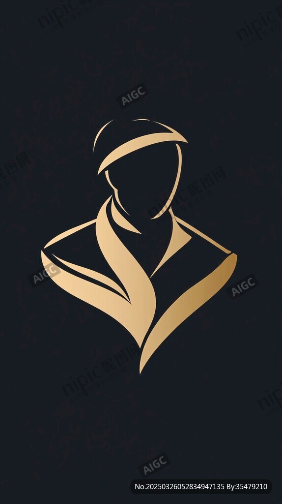 金色紳士人物輪廓標志