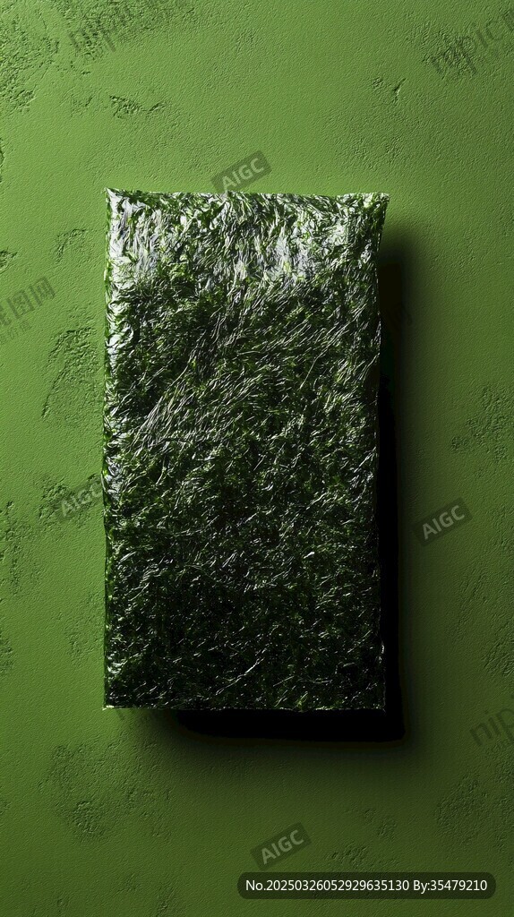 綠色背景上的一片海苔