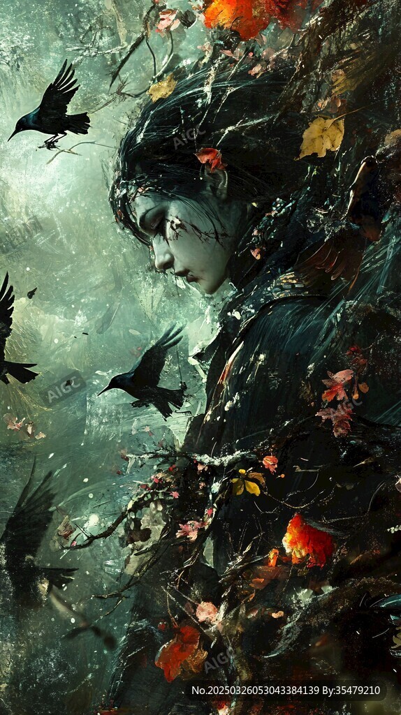 幽森少女與群鴉奇幻圖景