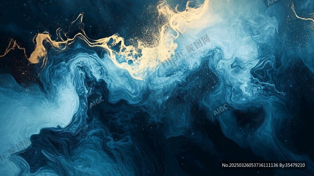 夢幻藍金流體藝術(shù)圖景