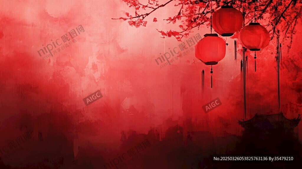 紅韻燈籠映中式美景