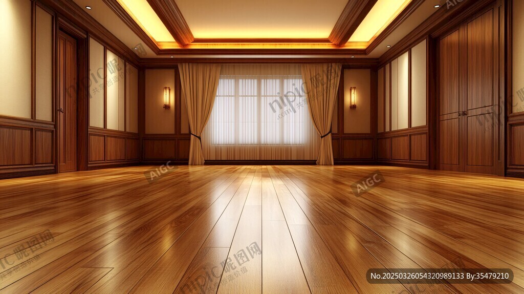 寬敞木質(zhì)客廳室內(nèi)場(chǎng)景