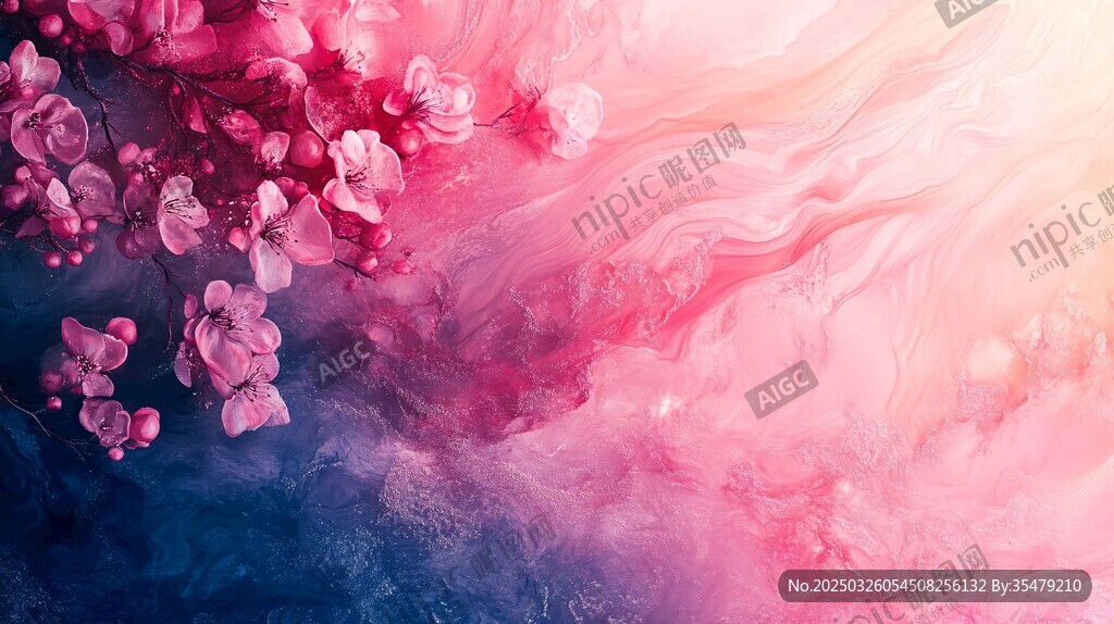 夢(mèng)幻粉紫花卉抽象背景圖