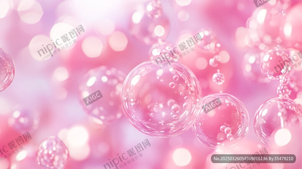 夢幻粉色氣泡背景圖