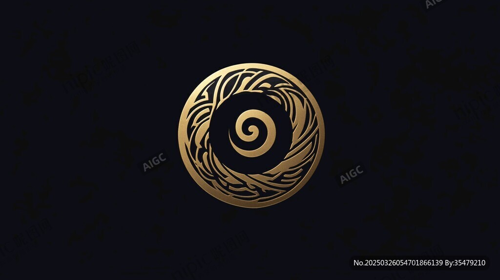 金色旋渦圖騰標志設計