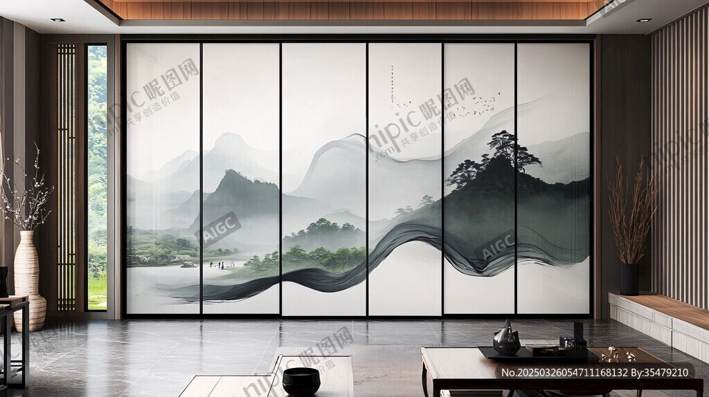 中式山水屏風的雅致空間