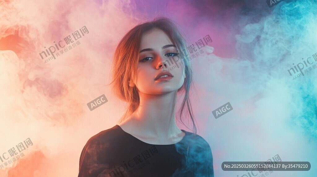 夢幻光影下的魅力女性