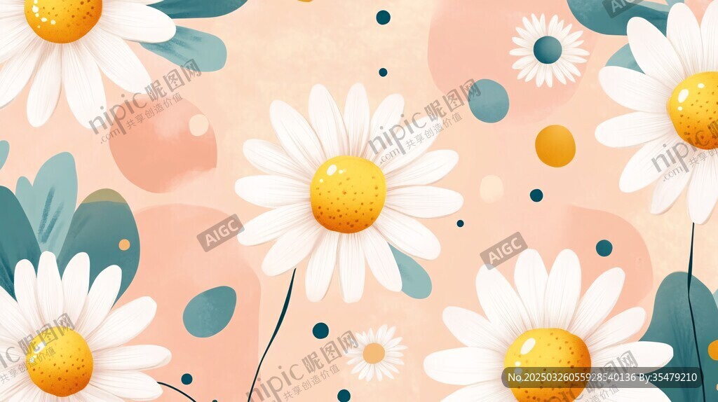 清新雛菊花卉背景圖案