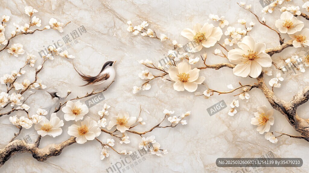 花鳥浮雕圖 雅致中式風