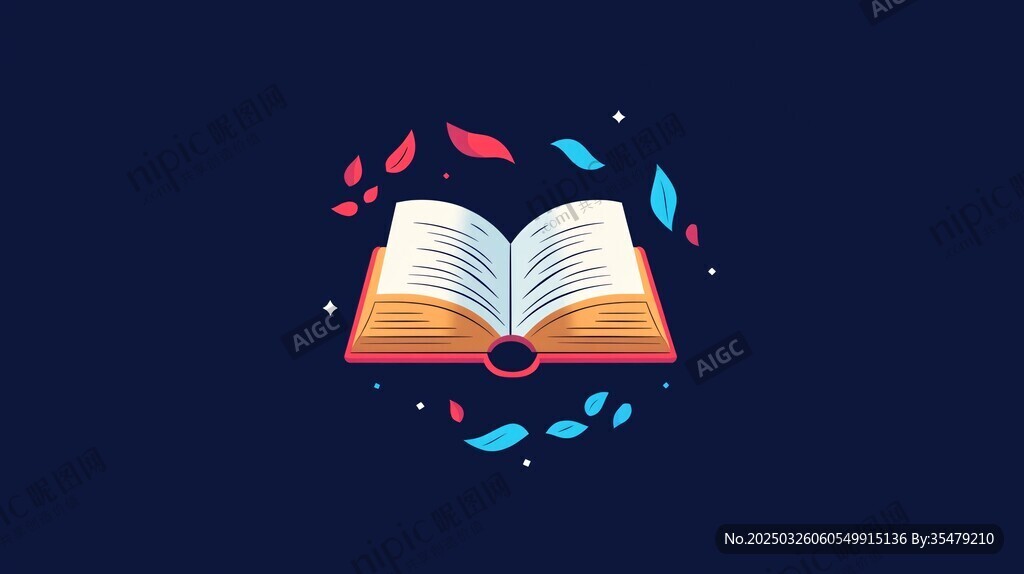 打開的書本與飄落的葉子