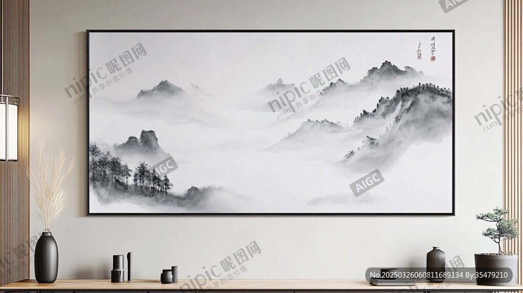 中式水墨山水裝飾畫