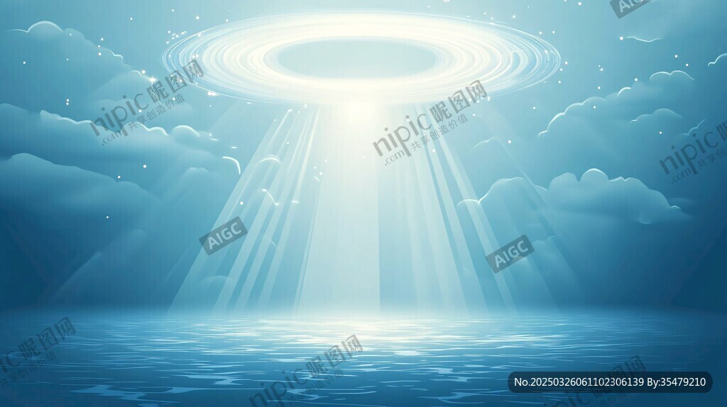 云端圣光灑落夢幻之景