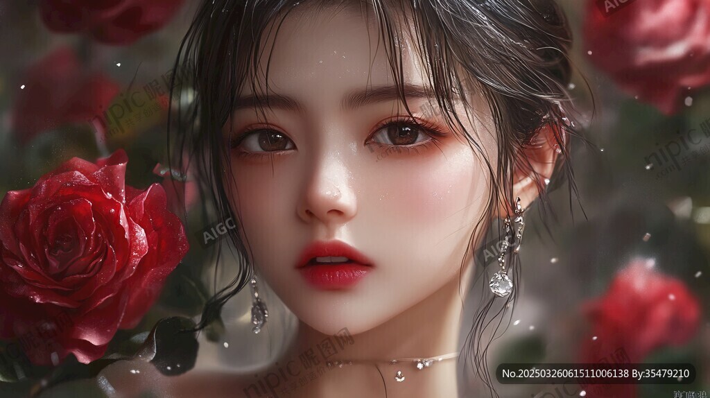 玫瑰簇?fù)硐碌膲?mèng)幻少女