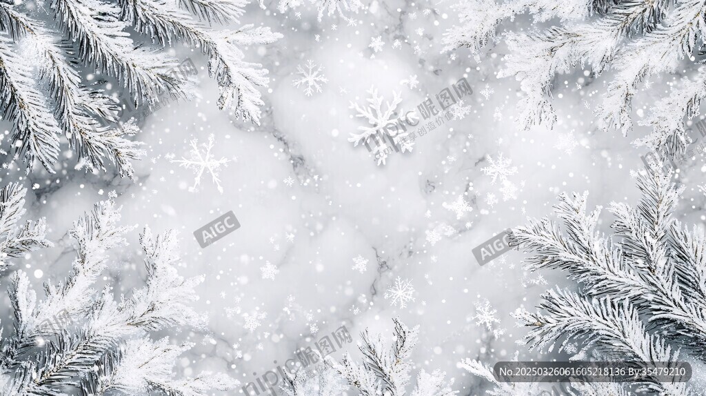 冬日松枝雪景背景圖