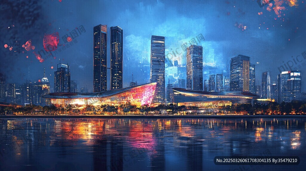 璀璨都市夜景下的絢麗燈火