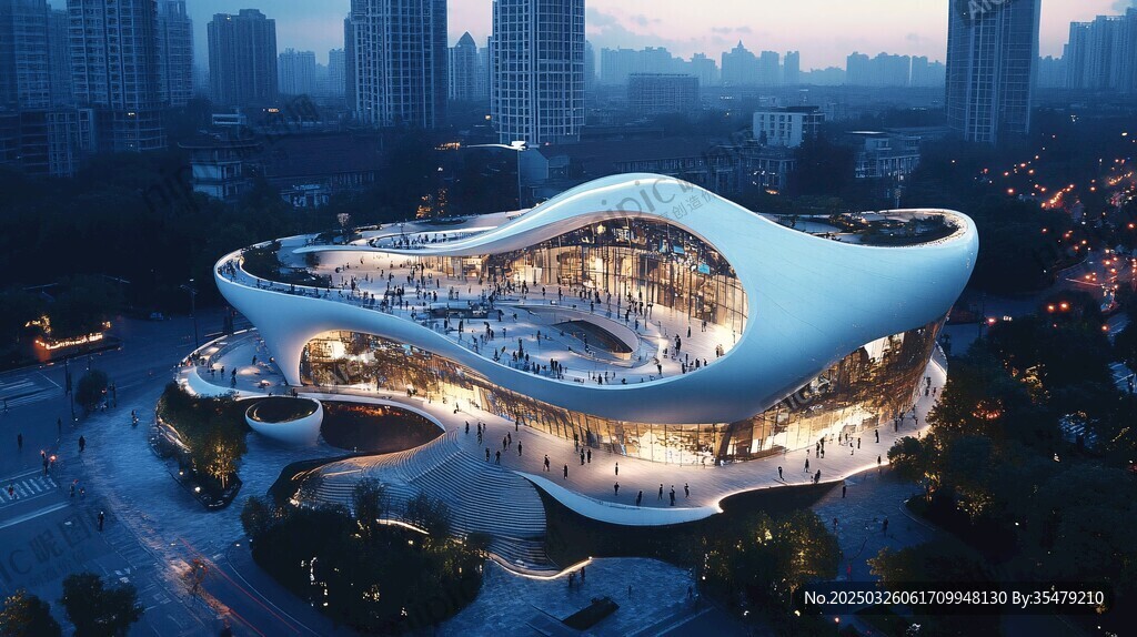 未來感城市地標建筑夜景