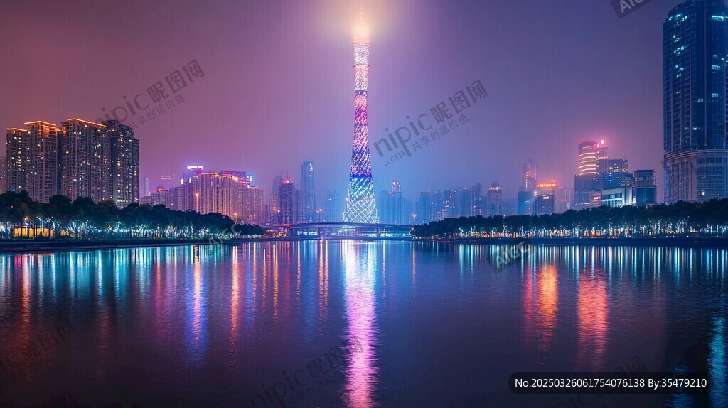 廣州塔夜景下的璀璨城市