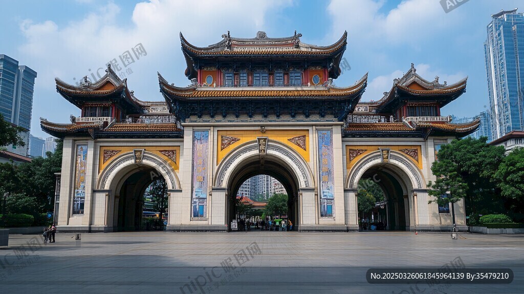 中式古典牌坊建筑景觀
