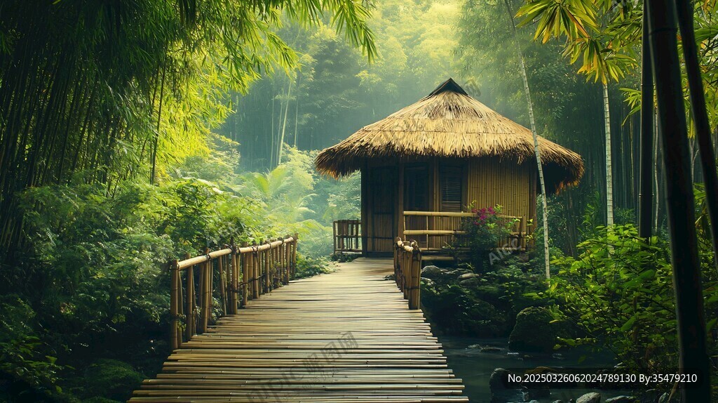 竹林中的靜謐小屋