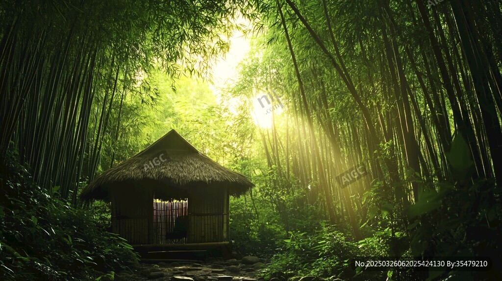 竹林中的靜謐小屋