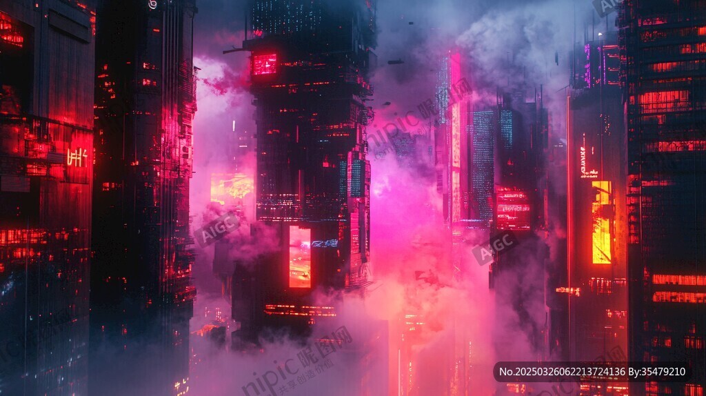 賽博朋克風霓虹未來城市