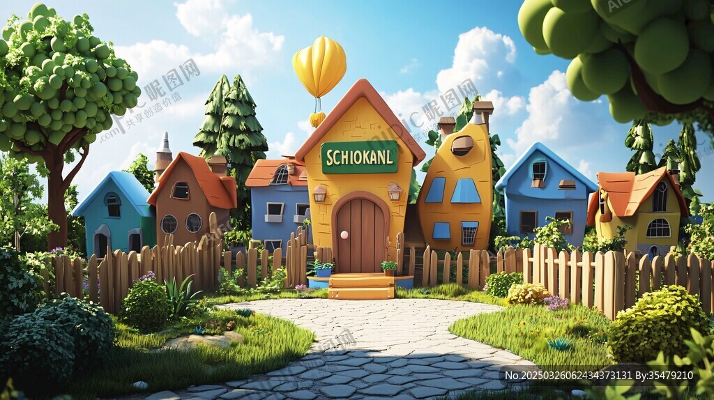 童話風校園小屋夢幻場景