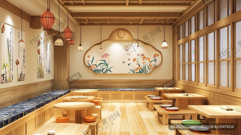 日式風(fēng)格溫馨餐廳室內(nèi)景