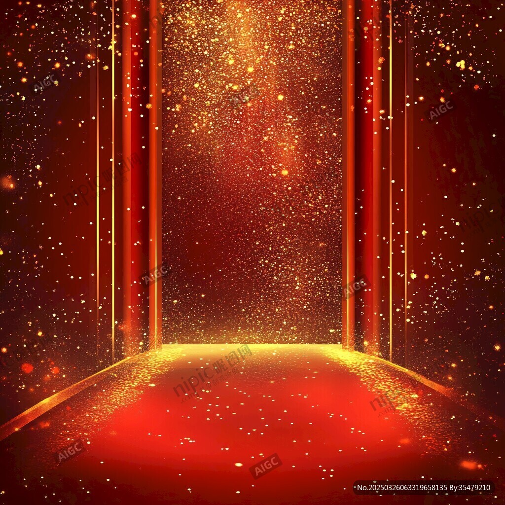 紅金閃耀的夢(mèng)幻舞臺(tái)背景