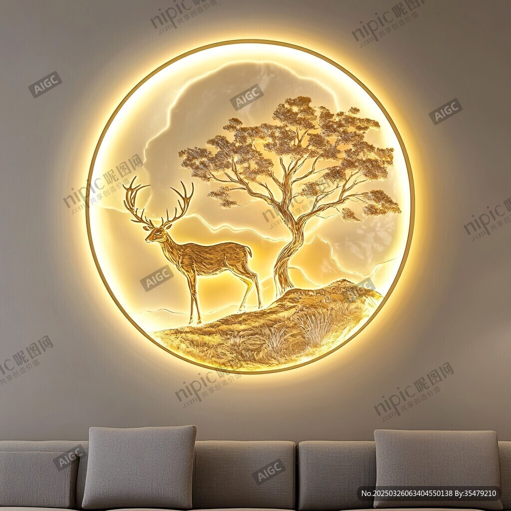 圓形鹿景壁飾 氛圍感拉滿