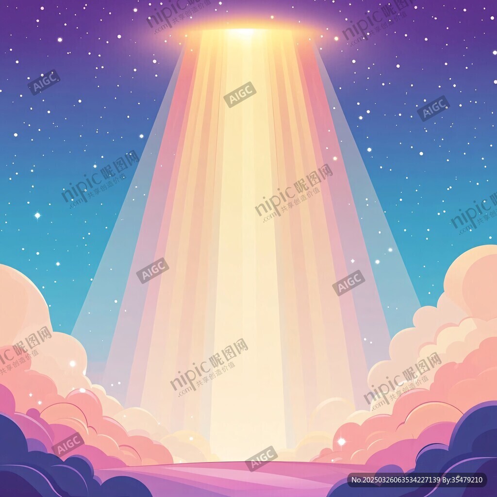 夢幻星空下的神秘光束