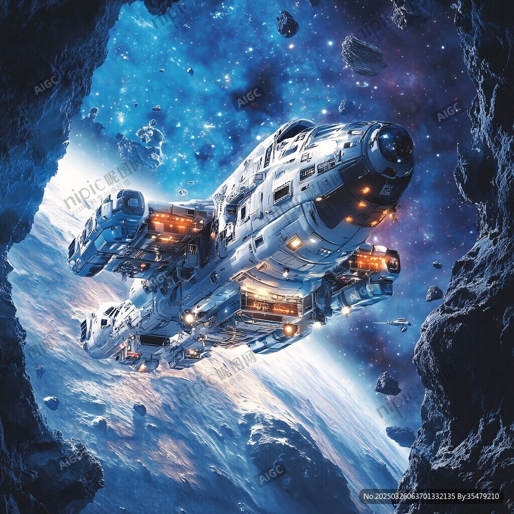 星際飛船穿越宇宙洞穴