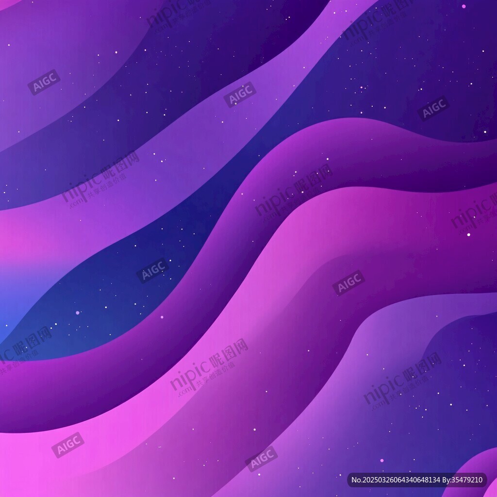 夢(mèng)幻紫色波浪星空背景圖