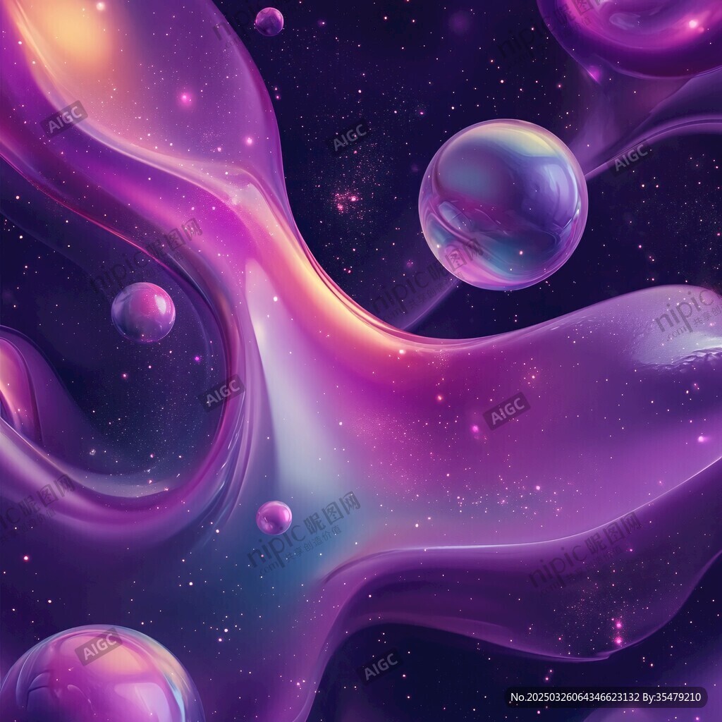 夢幻紫色宇宙流體泡泡圖