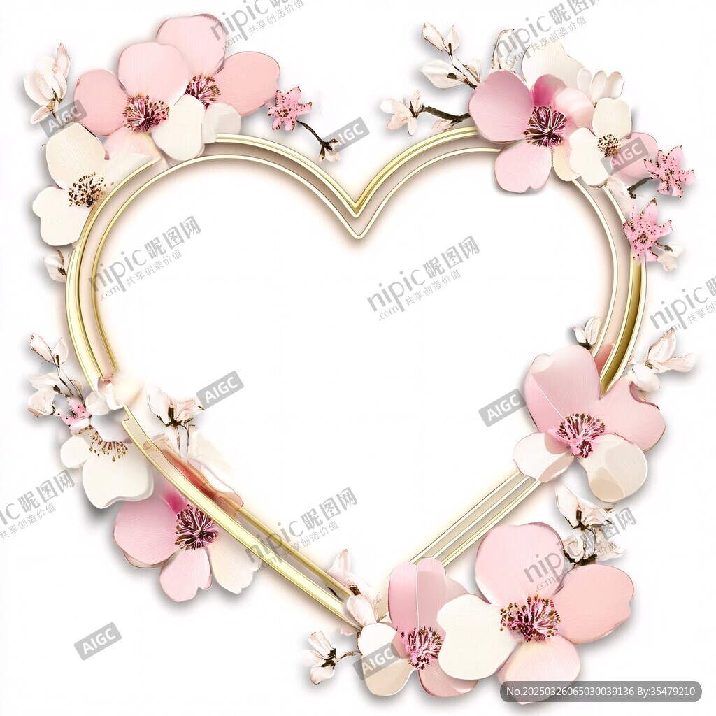 心形花朵邊框裝飾圖案