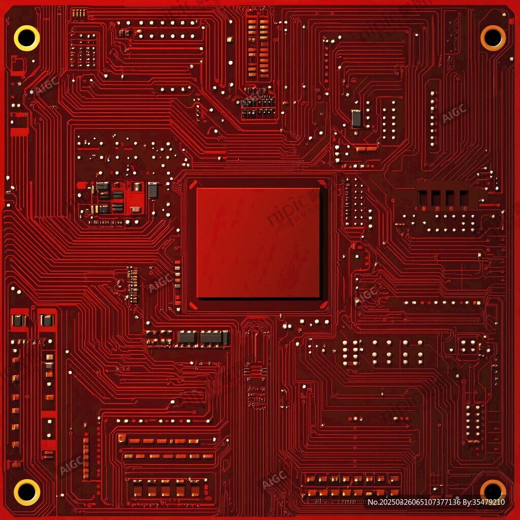 紅色精密電路板特寫