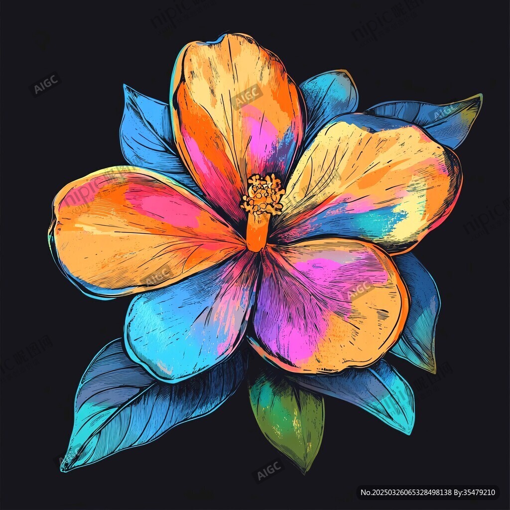 多彩扶桑花插畫藝術之美