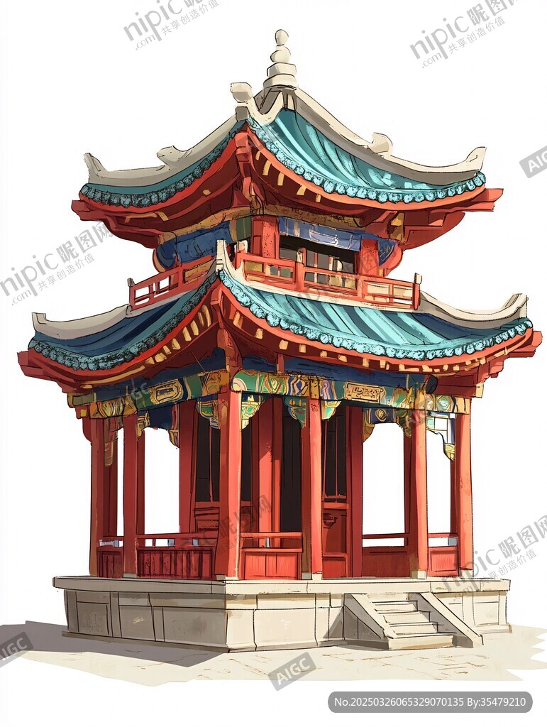 中式雙層飛檐精美古亭