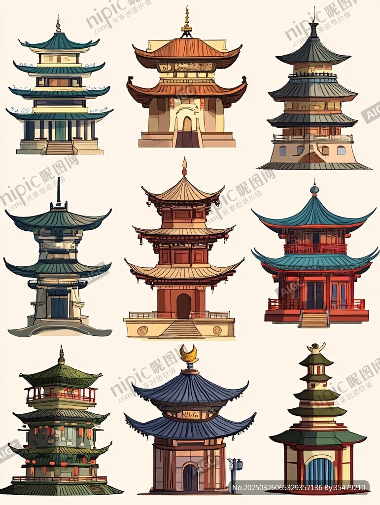中式古典塔樓建筑圖