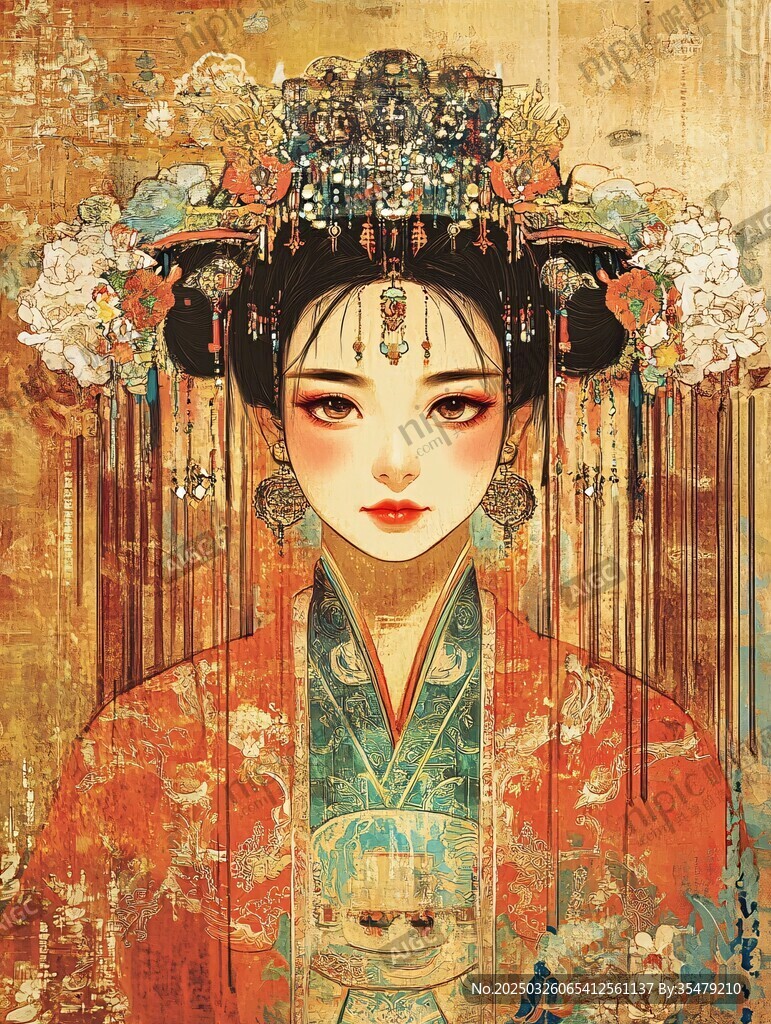 古風(fēng)華服女子典雅肖像
