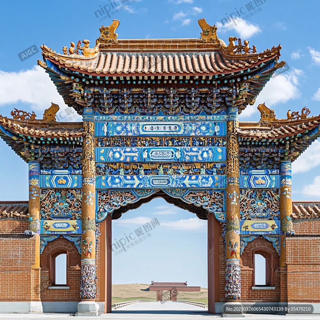 古典華麗中式牌坊建筑景觀