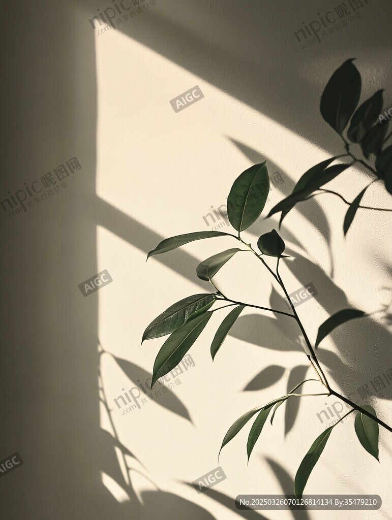 光影下的綠植枝葉