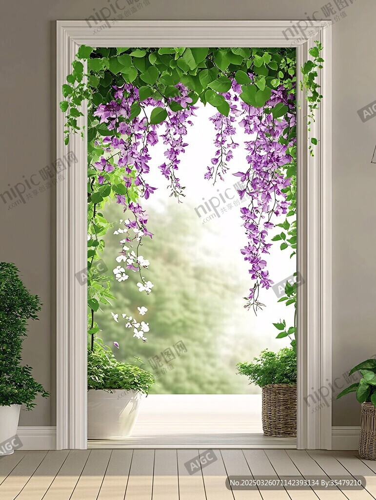 夢(mèng)幻紫藤花入戶美景