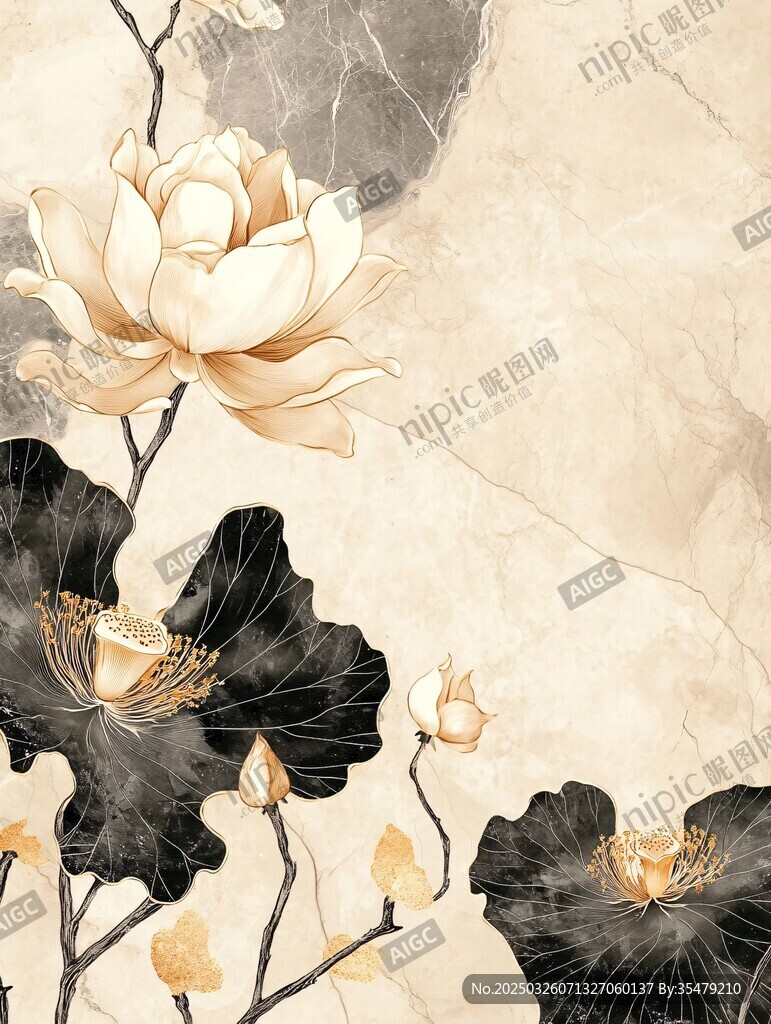 水墨荷花背景圖