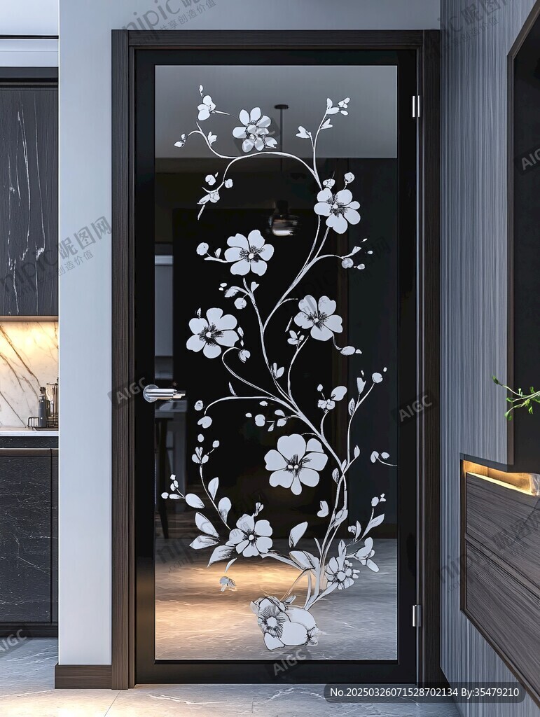 花朵圖案玻璃門(mén)